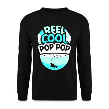 Reel Cool Opa Fischen Fischer Angler Angeln - Unisex Pullover - Schwarz - Vorne - Alina (178cm) & Michal (187cm)
