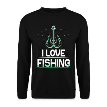 I Love Fishing Anglers Fishermen Fishing Fishing - Unisex Sweatshirt - black - Front - Alina (178cm) & Michal (187cm)