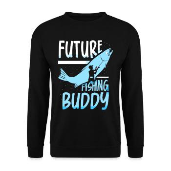 Future fishing buddy angler fishing friend - Unisex Sweatshirt - black - Front - Alina (178cm) & Michal (187cm)