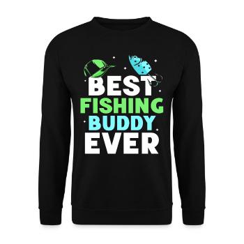 Bester Angelkumpel Angelfreund Angeln Fischen - Unisex Pullover - Schwarz - Vorne - Alina (178cm) & Michal (187cm)