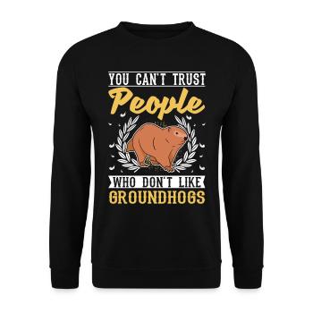 Murmeltier Groundhog Day Waldmurmeltier - Unisex Pullover - Schwarz - Vorne - Alina (178cm) & Michal (187cm)