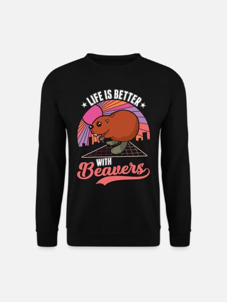 Das Leben ist besser mit einem Biber - Unisex Pullover - Schwarz