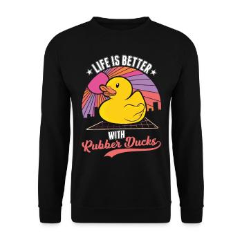 Life is better with rubber ducks - Unisex Sweatshirt - black - Front - Alina (178cm) & Michal (187cm)