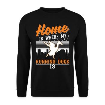 Home is where my running ducks are - Unisex Sweatshirt - black - Front - Alina (178cm) & Michal (187cm)