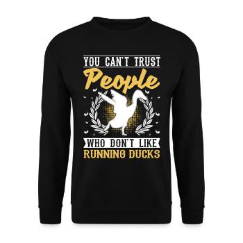 Indian Running Duck Gift Running Duck - Unisex Sweatshirt - black - Front - Alina (178cm) & Michal (187cm)