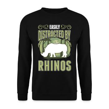 Easily distracted by Rhinos Rhino - Unisex Sweatshirt - black - Front - Alina (178cm) & Michal (187cm)
