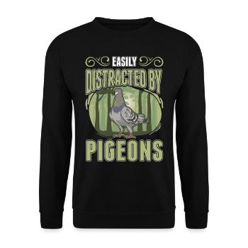 Easily distracted by Pigeons Pigeon Pigeon Fancier - Unisex Sweatshirt - black - Front - Alina (178cm) & Michal (187cm)