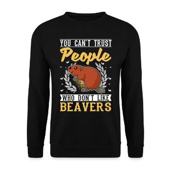 Beaver Beaver Dam Gift Beaver - Unisex Sweatshirt - black - Front - Alina (178cm) & Michal (187cm)