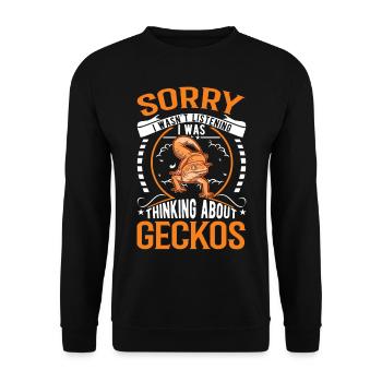 Gecko Geschenk Leopardgecko - Unisex Pullover - Schwarz - Vorne - Alina (178cm) & Michal (187cm)