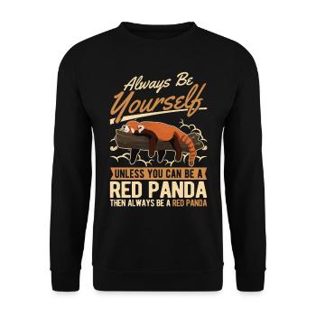 Roter Panda Geschenk Red Panda - Unisex Pullover - Schwarz - Vorne - Alina (178cm) & Michal (187cm)