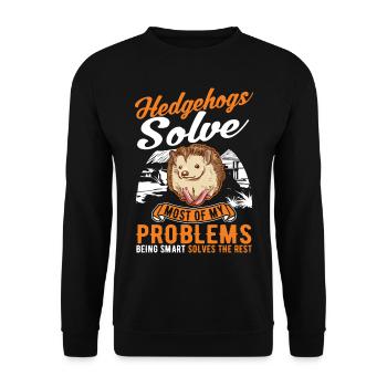 Hedgehog Gift Stacheligel - Unisex Sweatshirt - black - Front - Alina (178cm) & Michal (187cm)