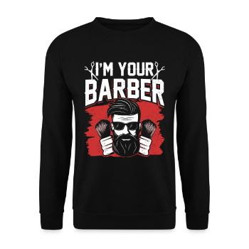 Ich Bin Ihr Barbier Barber Barbershop Barbiere - Unisex Pullover - Schwarz - Vorne - Alina (178cm) & Michal (187cm)