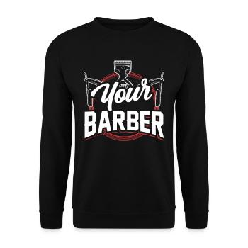 Votre profession de barbier Barbier Barbershop Barbers - Sweat-shirt Unisexe - noir - Devant - Alina (178cm) & Michal (187cm)