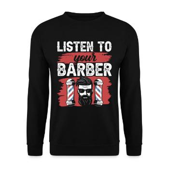 Listen to your Barber Barbershop Barber - Unisex Sweatshirt - black - Front - Alina (178cm) & Michal (187cm)
