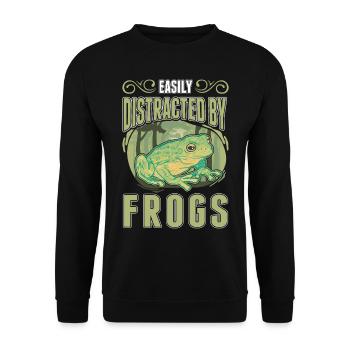 Easily distracted by Frogs Frosch - Unisex Sweatshirt - black - Front - Alina (178cm) & Michal (187cm)