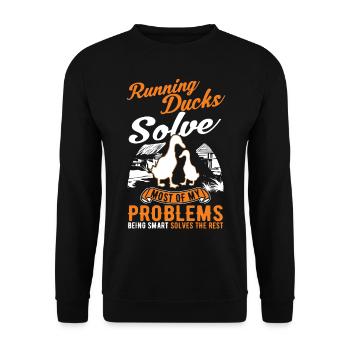 Indian Runner Duck Gift Running Duck - Unisex Sweatshirt - black - Front - Alina (178cm) & Michal (187cm)