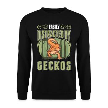 Facilement distrait par Geckos Leopard Gecko - Sweat-shirt Unisexe - noir - Devant - Alina (178cm) & Michal (187cm)