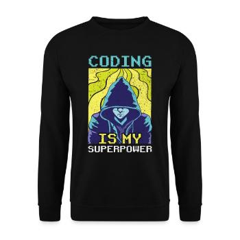 Coding Ist Meine Superkraft Coder Programmierer - Unisex Pullover - Schwarz - Vorne - Alina (178cm) & Michal (187cm)