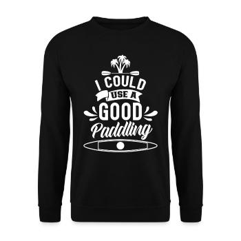 Ich Könnte Ein Gutes Paddeln Gebrauchen Kayak - Unisex Pullover - Schwarz - Vorne - Alina (178cm) & Michal (187cm)
