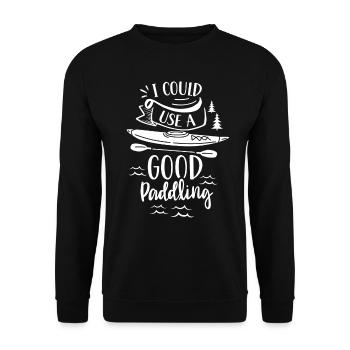 Ich Könnte Ein Gutes Paddeln Gebrauchen Kayak - Unisex Pullover - Schwarz - Vorne - Alina (178cm) & Michal (187cm)