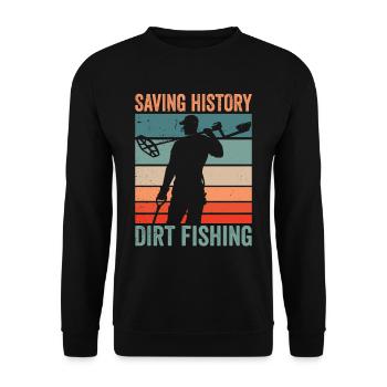 Saving History Dirt Fishing Metal Detecting - Unisex Sweatshirt - black - Front - Alina (178cm) & Michal (187cm)
