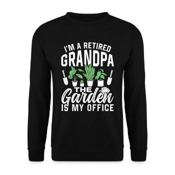Je suis un grand-père à la retraite Le jardin est mon bureau - Sweat-shirt Unisexe - noir - Devant - Alina (178cm) & Michal (187cm)