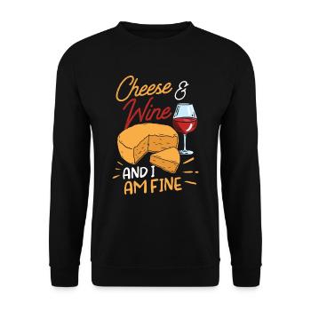 Fromage et vin et je suis un amoureux de l’amour - Sweat-shirt Unisexe - noir - Devant - Alina (178cm) & Michal (187cm)