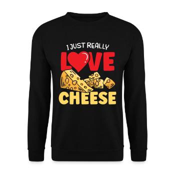 Ich Liebe Käse Einfach Sehr Süß Liebhaber Sprüche - Unisex Pullover - Schwarz - Vorne - Alina (178cm) & Michal (187cm)