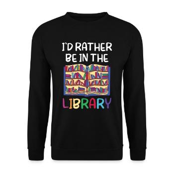 I would rather be in the library Books - Unisex Sweatshirt - black - Front - Alina (178cm) & Michal (187cm)