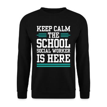 Ruhe Bewahren Der Schulsozialarbeiter Ist Da Beruf - Unisex Pullover - Schwarz - Vorne - Alina (178cm) & Michal (187cm)