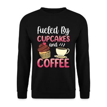 Angetrieben Von Cupcakes Und Kaffee Essen Cupcake - Unisex Pullover - Schwarz - Vorne - Alina (178cm) & Michal (187cm)