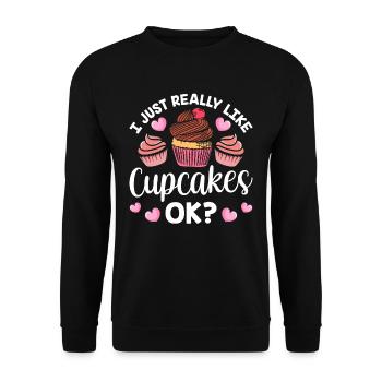 J’aime vraiment les cupcakes cupcakes sucrés - Sweat-shirt Unisexe - noir - Devant - Alina (178cm) & Michal (187cm)