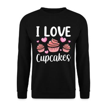 Ich Liebe Cupcakes Essen Süß Liebhaber Cupcake - Unisex Pullover - Schwarz - Vorne - Alina (178cm) & Michal (187cm)