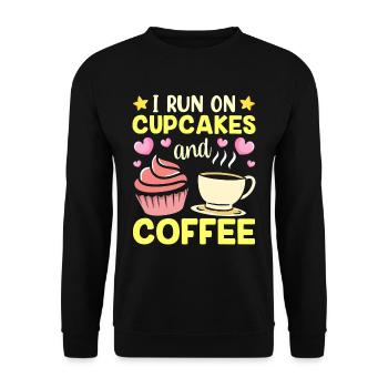Ich Laufe Auf Cupcakes Und Kaffee Cupcake Essen - Unisex Pullover - Schwarz - Vorne - Alina (178cm) & Michal (187cm)
