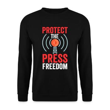 Protects freedom of the press Journalist Press law - Unisex Sweatshirt - black - Front - Alina (178cm) & Michal (187cm)
