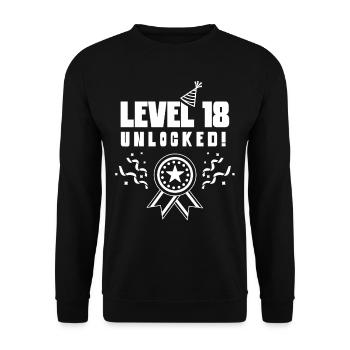 Level 18 Unlocked Celebration Eighteen Birthday - Unisex Sweatshirt - black - Front - Alina (178cm) & Michal (187cm)