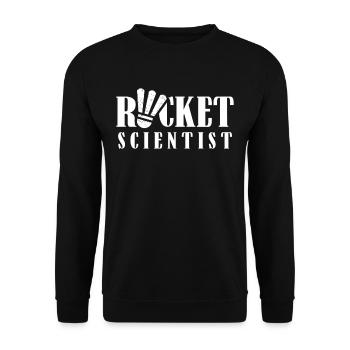 Schläger Wissenschaftler Racket Scientist - Unisex Pullover - Schwarz - Vorne - Alina (178cm) & Michal (187cm)