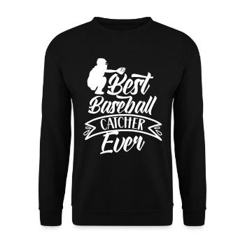 Bester Baseball-Fänger Aller Zeiten Baseball Hobby - Unisex Pullover - Schwarz - Vorne - Alina (178cm) & Michal (187cm)