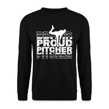 Stolzer Baseball Pitcher Hobby Werfer Spieler - Unisex Pullover - Schwarz - Vorne - Alina (178cm) & Michal (187cm)