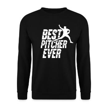 Bester Baseball Pitcher Aller Zeiten Hobby Werfer - Unisex Pullover - Schwarz - Vorne - Alina (178cm) & Michal (187cm)