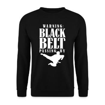 Avertissement : La ceinture noire passe la ceinture noire - Sweat-shirt Unisexe - noir - Devant - Alina (178cm) & Michal (187cm)