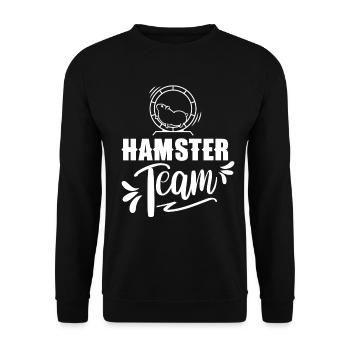 Hamster-Team Besitzer Haustier Hamster Süß - Unisex Pullover - Schwarz - Vorne - Alina (178cm) & Michal (187cm)