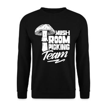 Mushroom pickers Team Mushroom pickers Mushroom picking Mushrooms - Unisex Sweatshirt - black - Front - Alina (178cm) & Michal (187cm)