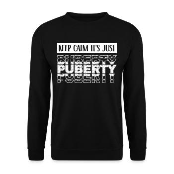 Keep calm Only puberty has grown up - Unisex Sweatshirt - black - Front - Alina (178cm) & Michal (187cm)
