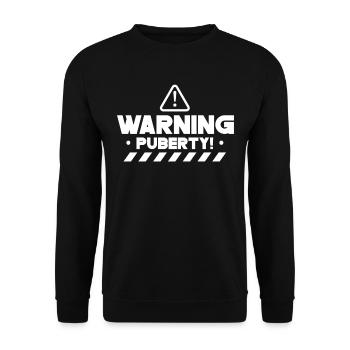 Warning: Puberty Teen Adult Sarcastic - Unisex Sweatshirt - black - Front - Alina (178cm) & Michal (187cm)