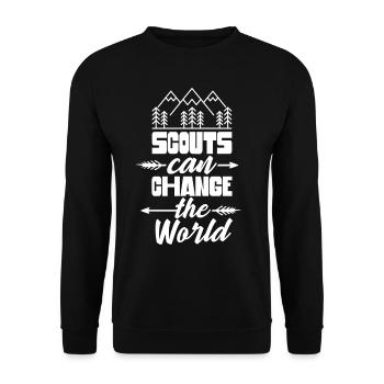 Pfadfinder Können Die Welt Verändern Sippe Sprüche - Unisex Pullover - Schwarz - Vorne - Alina (178cm) & Michal (187cm)