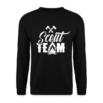 Pfadfinder Team Pfadfinden Zeltlager Sippe - Unisex Pullover - Schwarz - Vorne - Alina (178cm) & Michal (187cm)
