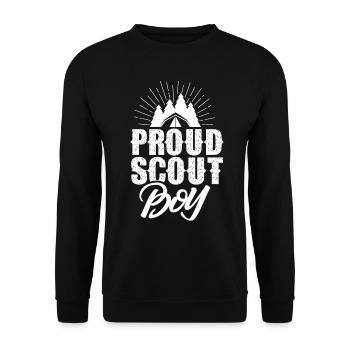 Stolzer Pfadfinder Junge Zeltlager Sippe Sprüche - Unisex Pullover - Schwarz - Vorne - Alina (178cm) & Michal (187cm)