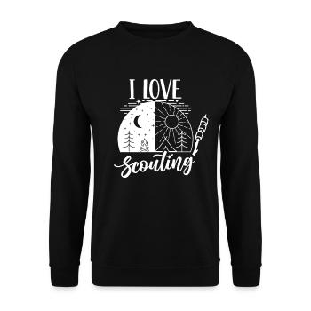 Ich Liebe Pfadfinder Zeltlager Sippe Pfadfinden - Unisex Pullover - Schwarz - Vorne - Alina (178cm) & Michal (187cm)