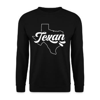 Texaner Texanisch Texas Stolz Sprüche - Unisex Pullover - Schwarz - Vorne - Alina (178cm) & Michal (187cm)